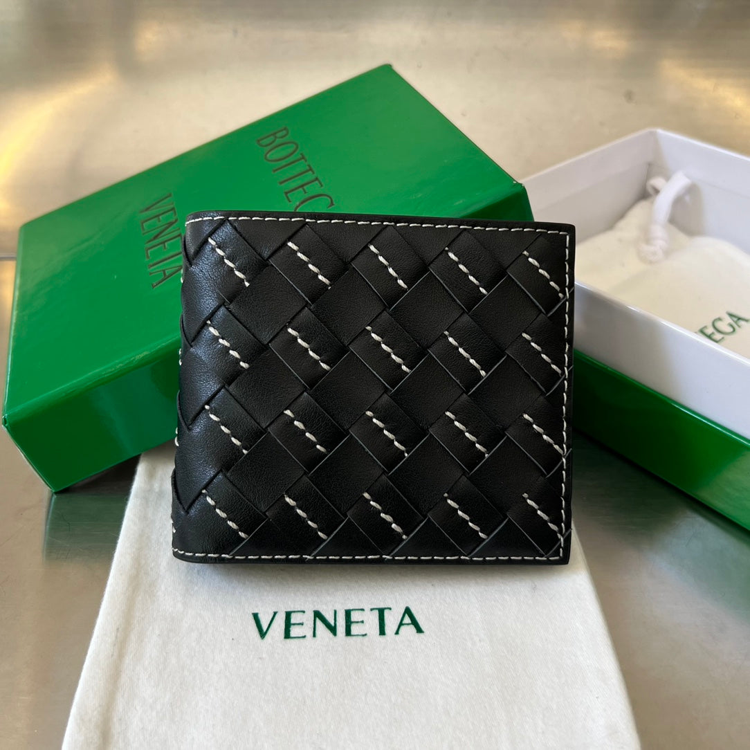 BOTTEGA VENETA INTRECCIATO PICCOLO 11 BLACK CALFSKIN WALLET