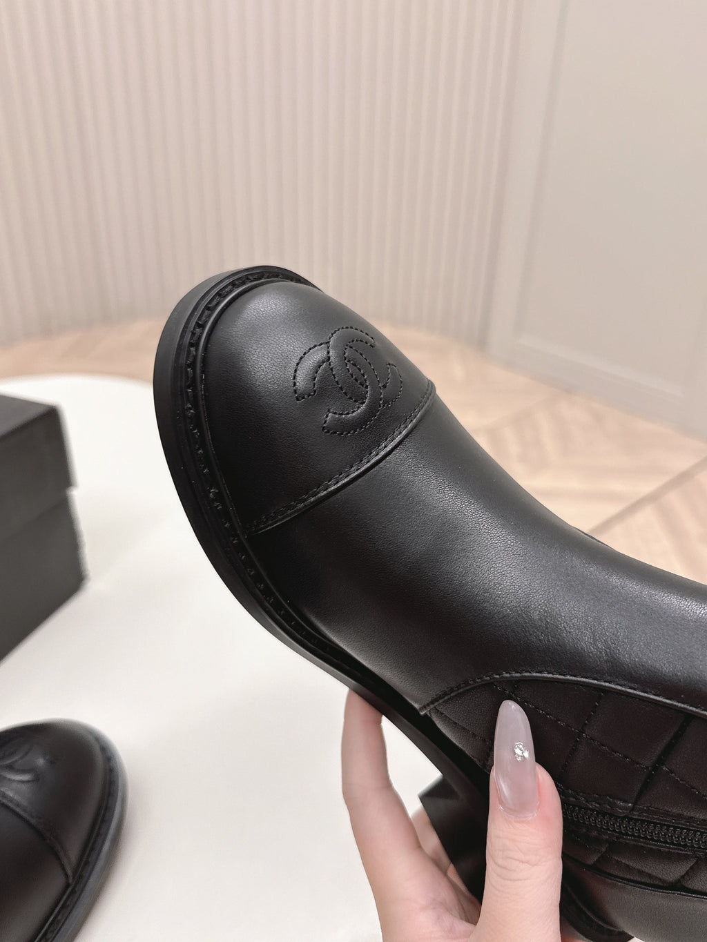 CHANEL ANKLE BOOTS 25S IN BLACK LAMBSKIN WITH GOLD HARDWARE