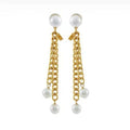 18K Celine Pearls Long Earrings